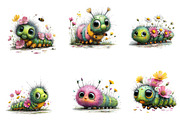 Watercolor Spring Caterpillar Clipar, an Illustration by Dream Creation (Thumbnail 5 of 7)