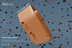 Paper Bag With Coffee Beans Mockup