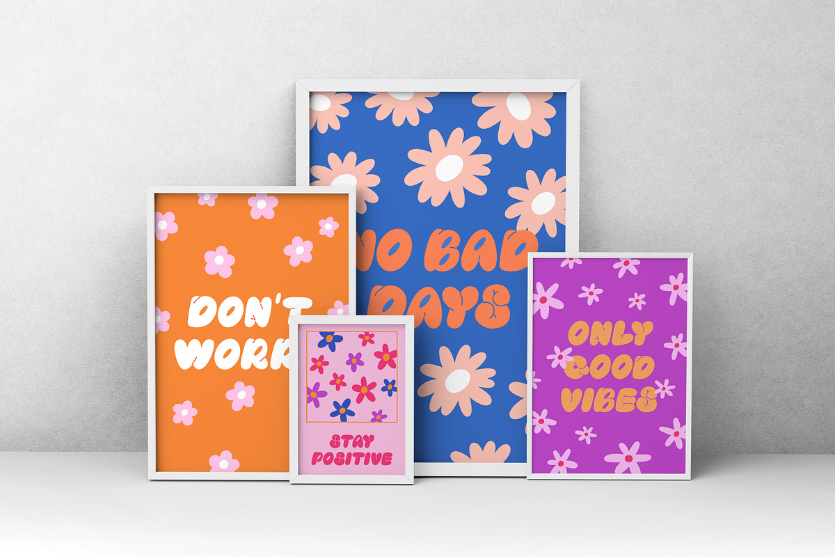 Cute floral poster, card designs set, a Decorative Illustration by Good Studio (Photo 6 of 6)