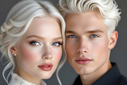 Young Man and Women with Albino Hair, a Person Illustration by Sharon Schwalbe (Thumbnail 2 of 3)