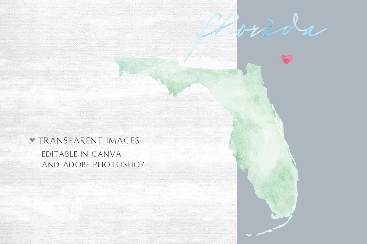 Watercolor Map of Florida, an Illustration by Beloved Paper (Photo 4 of 6)