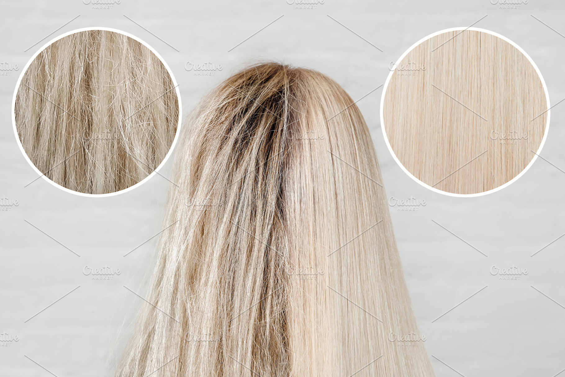Sick cut and healthy hair care kera containing hair, after, and before, a Beauty & Fashion Photo by Parilov