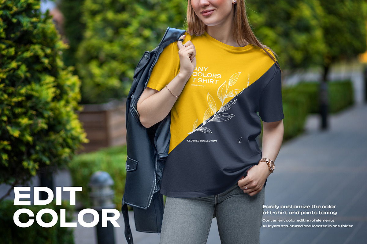 Mockup T-Shirt on a Girl on the Walk, a Shirt Mockup by Grow Design Craft Studio (Photo 2 of 7)