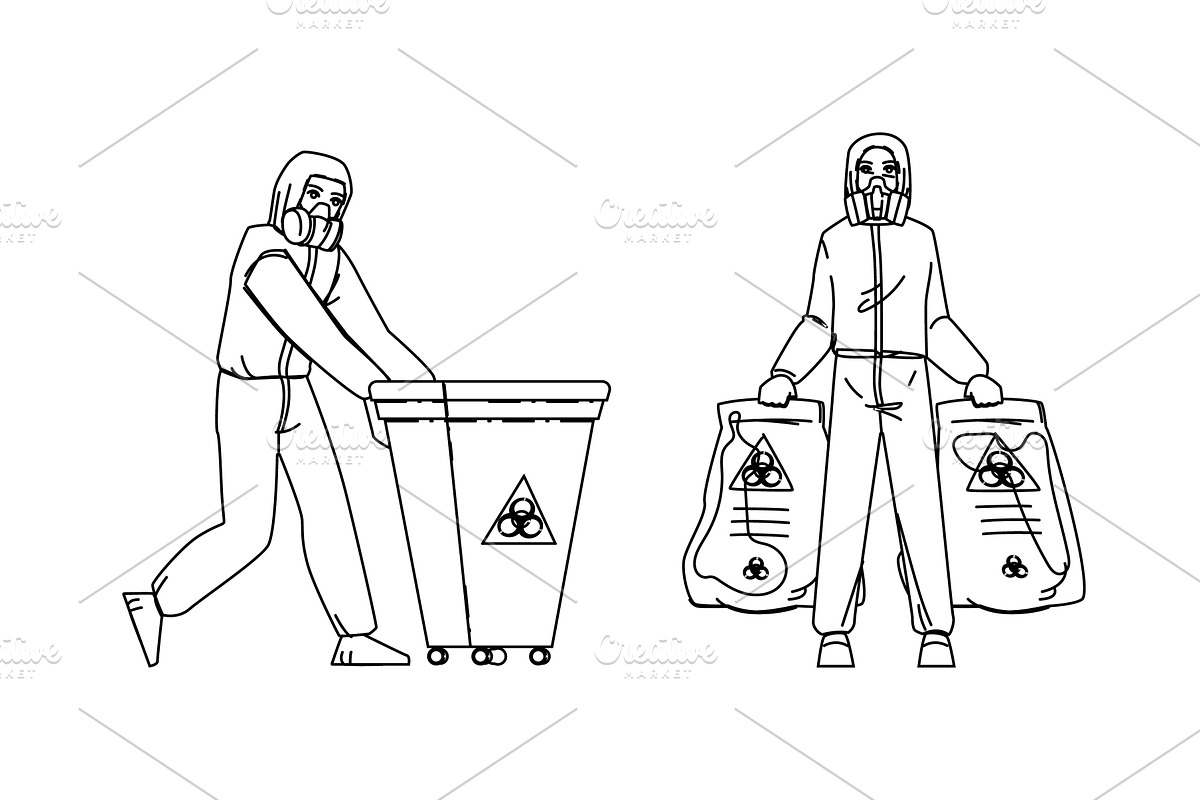 trash hazardous waste management, a Person Illustration by pikepicture