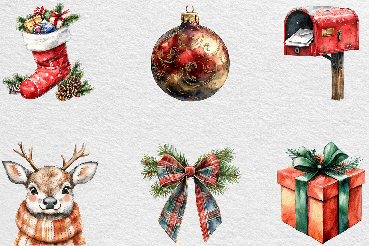 Cute Christmas Day Clipart, an Illustration by Black Bird Studio (Photo 3 of 6)