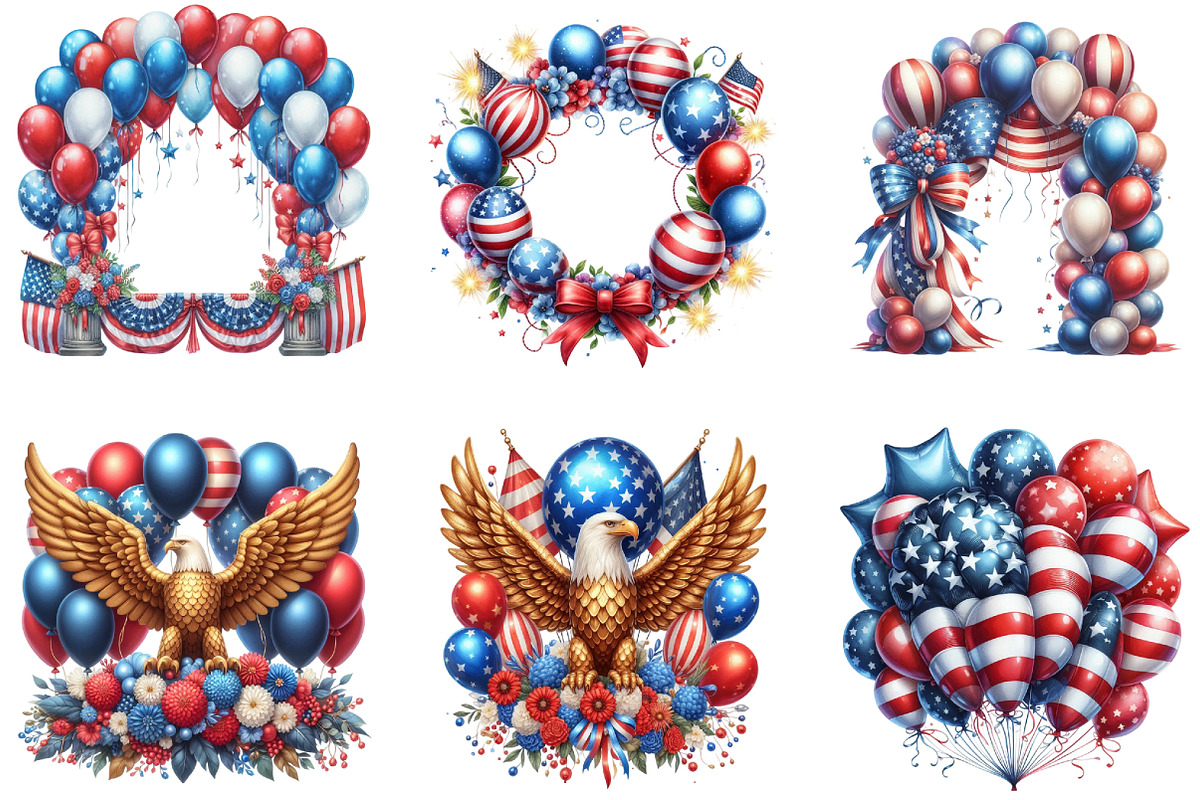 Memorial Day Balloon Arch Clipart, an Illustration by DreamArtGraphic (Photo 4 of 4)