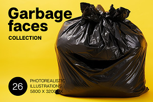 Garbage faces. 26 images, an Object Illustration by Handmadefont
