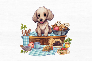 Picnic Dog Sublimation Clipart