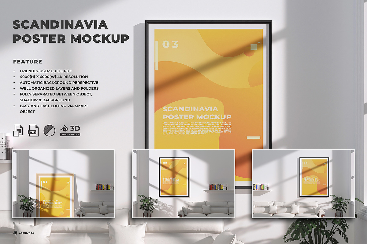 Wooden Frame Poster Mockup, an Advertising Mockup by Artnivora.Std (Photo 2 of 4)