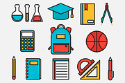 School Set Outlined & Colored, an Outline Icon by DeniseUytiepo (Thumbnail 2 of 5)
