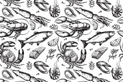 Seafood. Hand Drawn Vintage Set, a Background Graphic by Epine (Thumbnail 4 of 5)