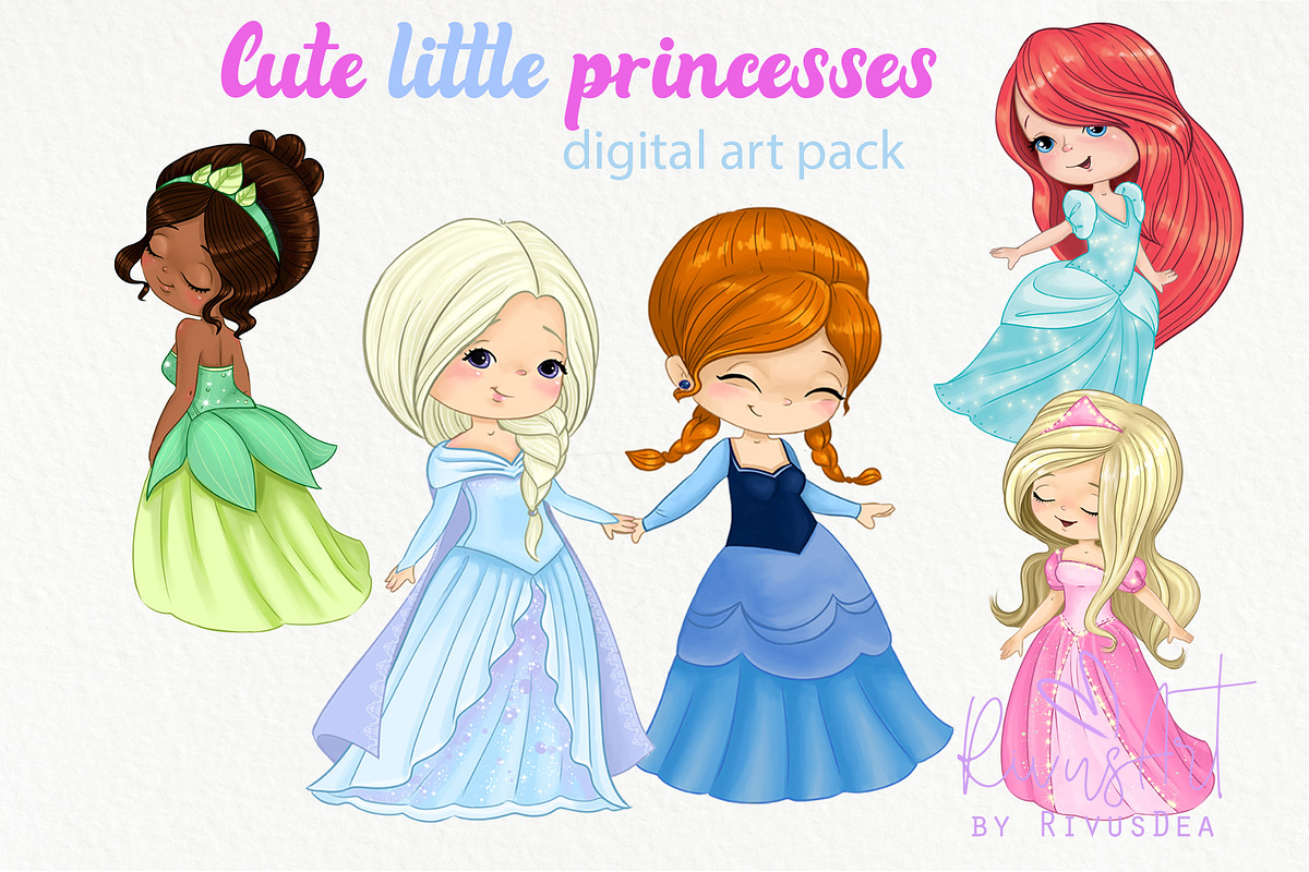 Princess PNG clipart pack., a Decorative Illustration by RivusArt (Photo 2 of 2)