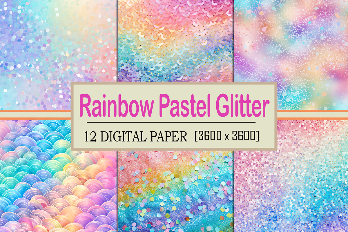 Rainbow Pastel Glitter, a Pattern Graphic by Printable Treasure (Photo 1 of 10)