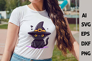 Spooky Halloween Cat Vector clipart, a Seasonal Illustration by ARTify Illustrations (Thumbnail 5 of 8)