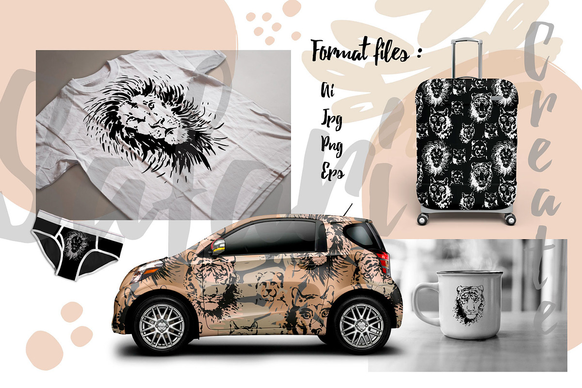 Safari Mood elements & patterns, an Animal Illustration by Polanika (Photo 4 of 8)