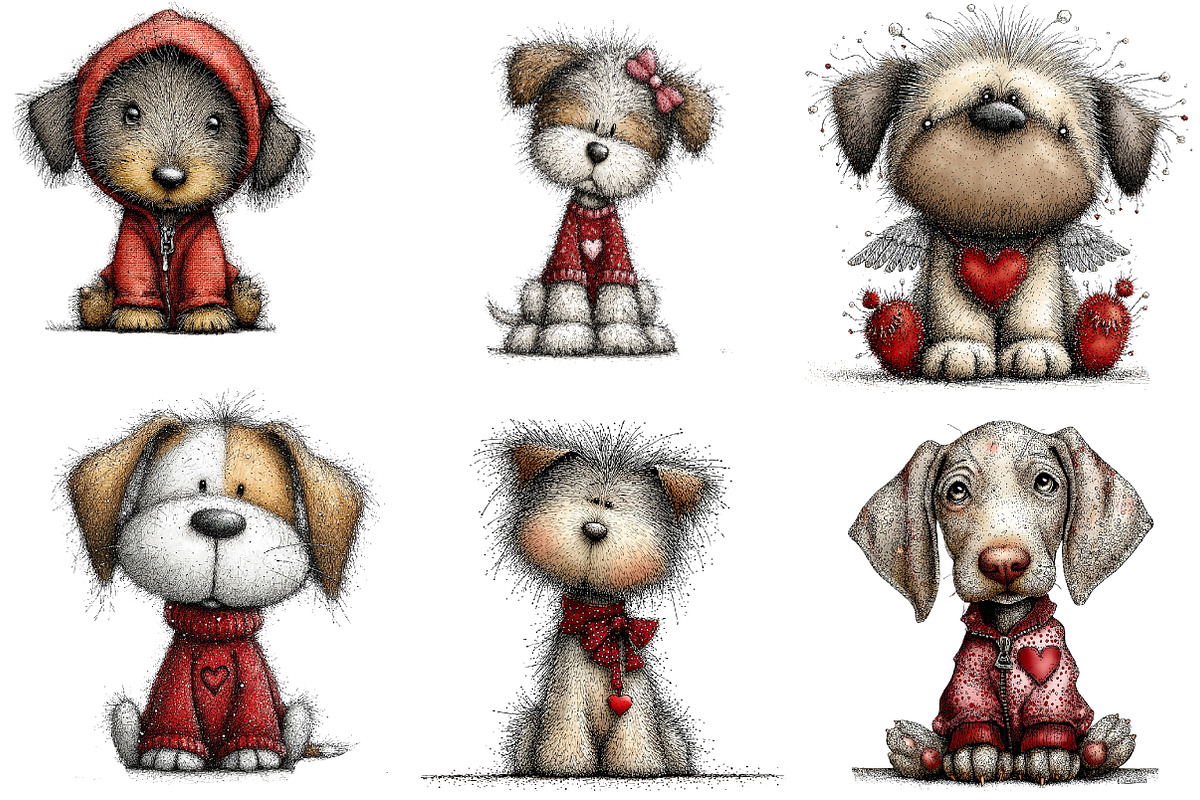 valentine dog clipart bundle, an Illustration by CreationArt (Photo 2 of 5)