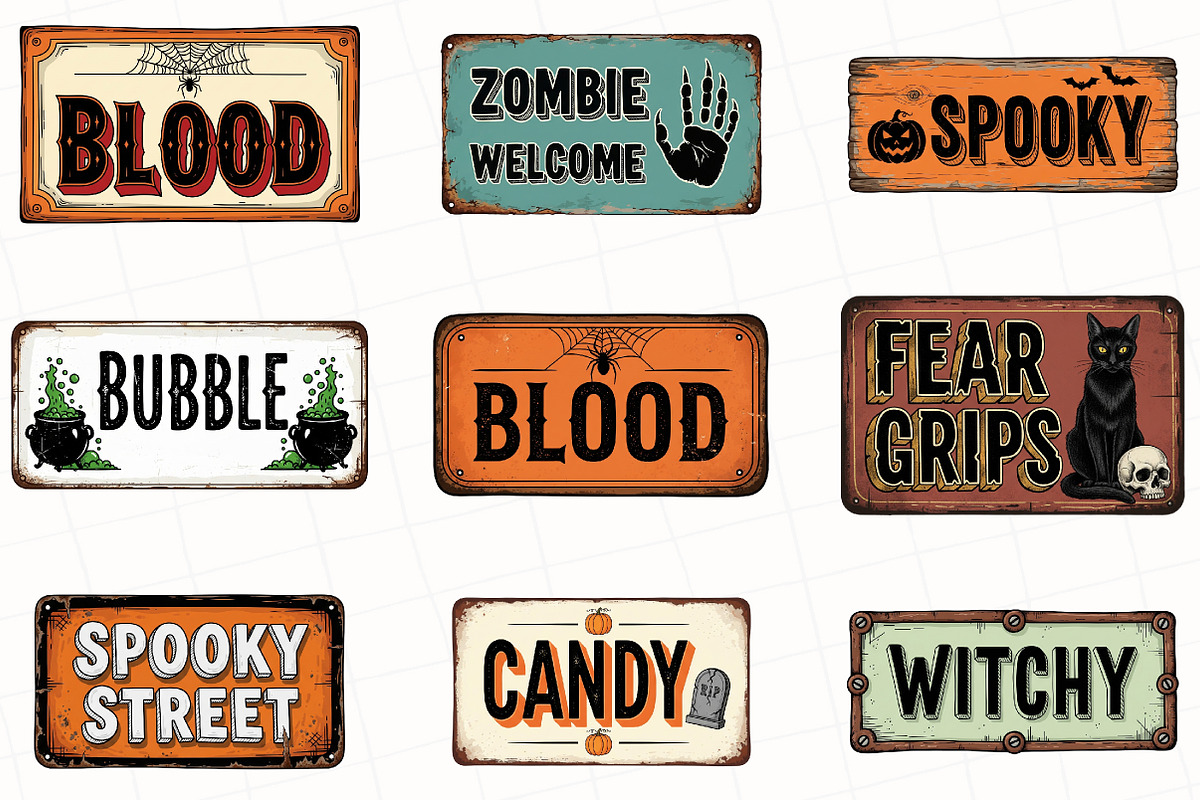 Vintage Rustic Halloween Sublimation, an Illustration by OK Design (Photo 3 of 4)