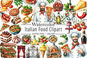 Watercolor Italian Food Clipart, an Illustration by Libby Wishes (Thumbnail 1 of 6)
