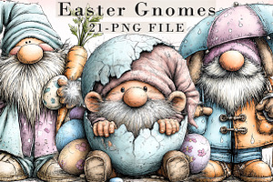 Cute Easter Gnomes Clipart, an Illustration by Libby Wishes