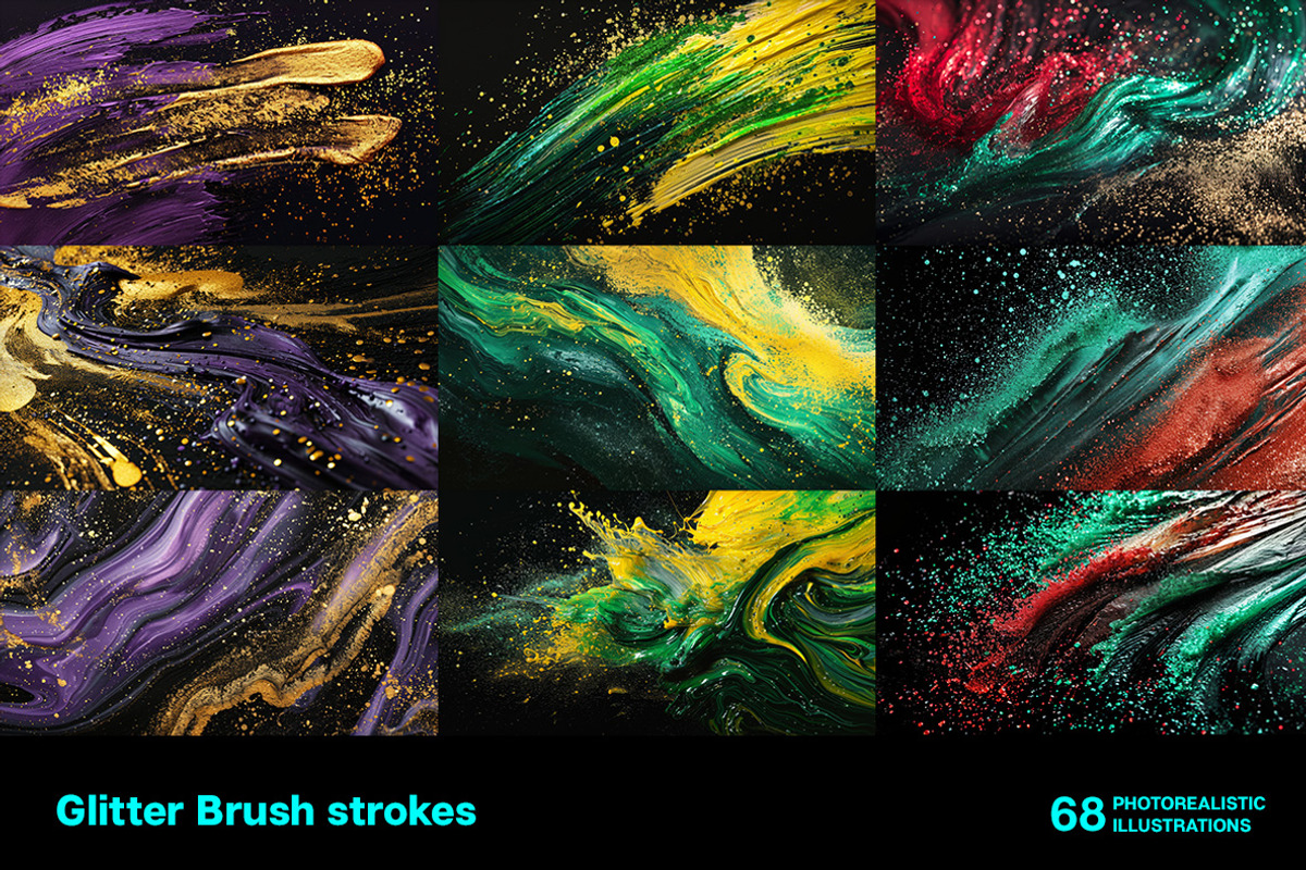 Glitter Brush strokes. 68 images, a Decorative Illustration by Handmadefont (Photo 11 of 14)