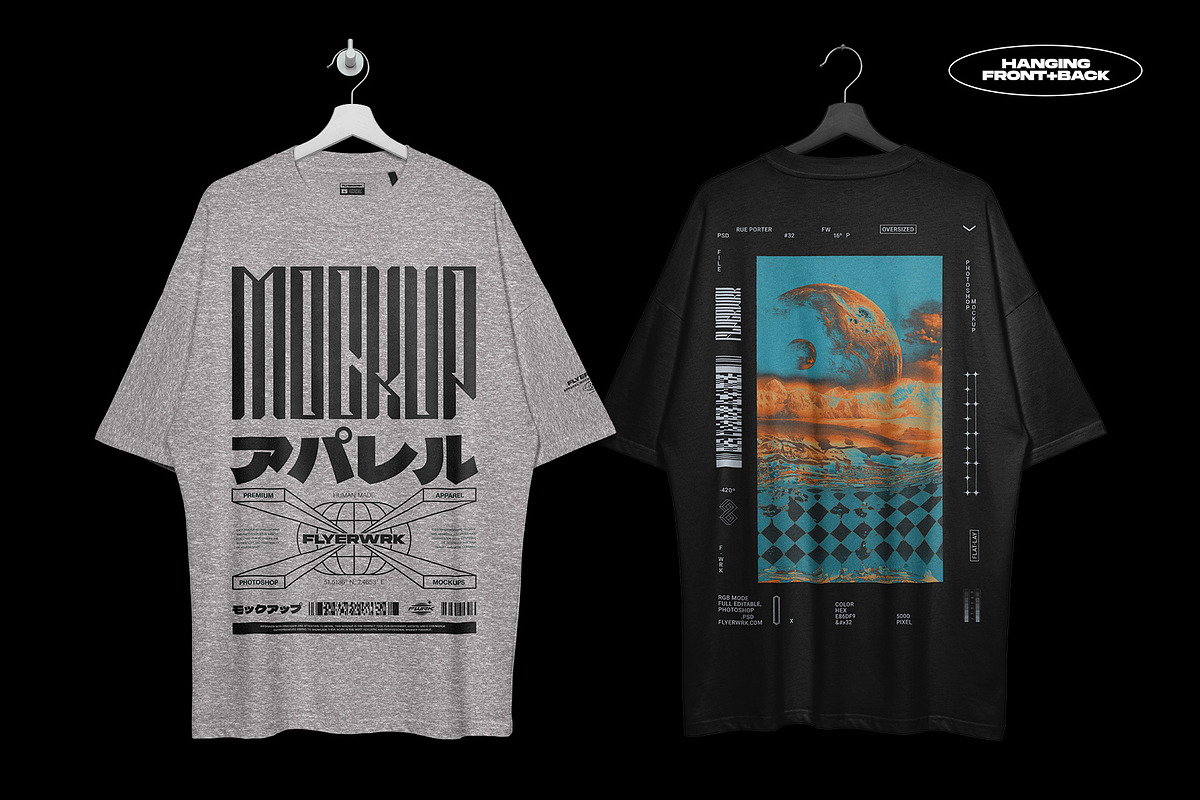 Rue Porter Oversized T-Shirt Mockups, a Shirt Mockup by FLYERWRK (Photo 9 of 11)