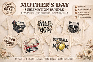 Mother’s Day Sublimation Bundle, a Decorative Illustration by InkyQueenArt