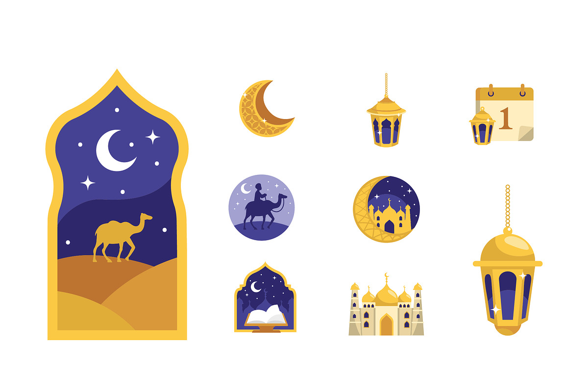 Hijri Calendar Illustration Set