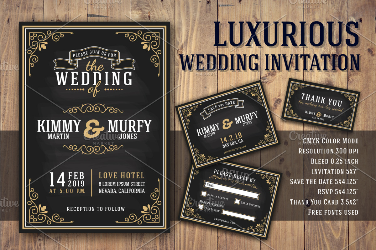 Luxurious wedding invitation, an Invitation Template by Raftel (Photo 1 of 2)