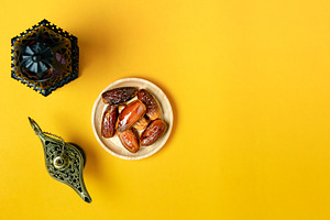 Top view ramadan kareem background stock photo containing arab and arabesque