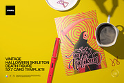 Halloween Skeleton 5x7 Card Template, a Card Template by creatsy5 (Thumbnail 1 of 5)