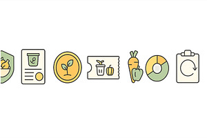 Icons representing sustainable food, a Food Illustration by ZinetroN