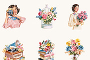 Watercolor Retro Spring Floral, a Decorative Illustration by BusyDaydesign (Thumbnail 6 of 9)