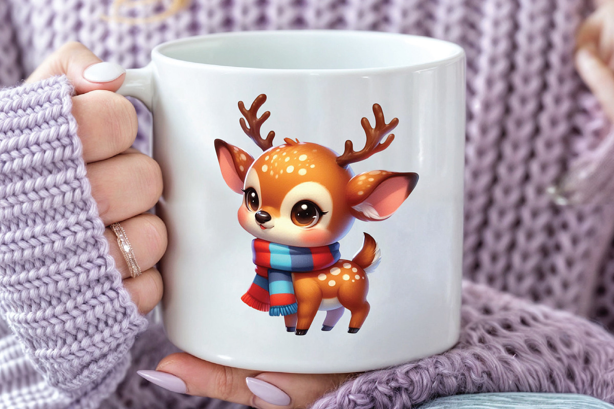 Watercolor Funny Baby Deer Clipart, an Illustration by CraftArtStudio (Photo 5 of 6)