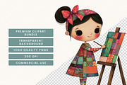 Afro Quilted Girl Clipart Bundle, a Person Illustration by BusyDaydesign (Thumbnail 7 of 9)