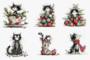 Whimsical Christmas Cats Clipart, an Illustration by CreationArt (Thumbnail 4 of 5)