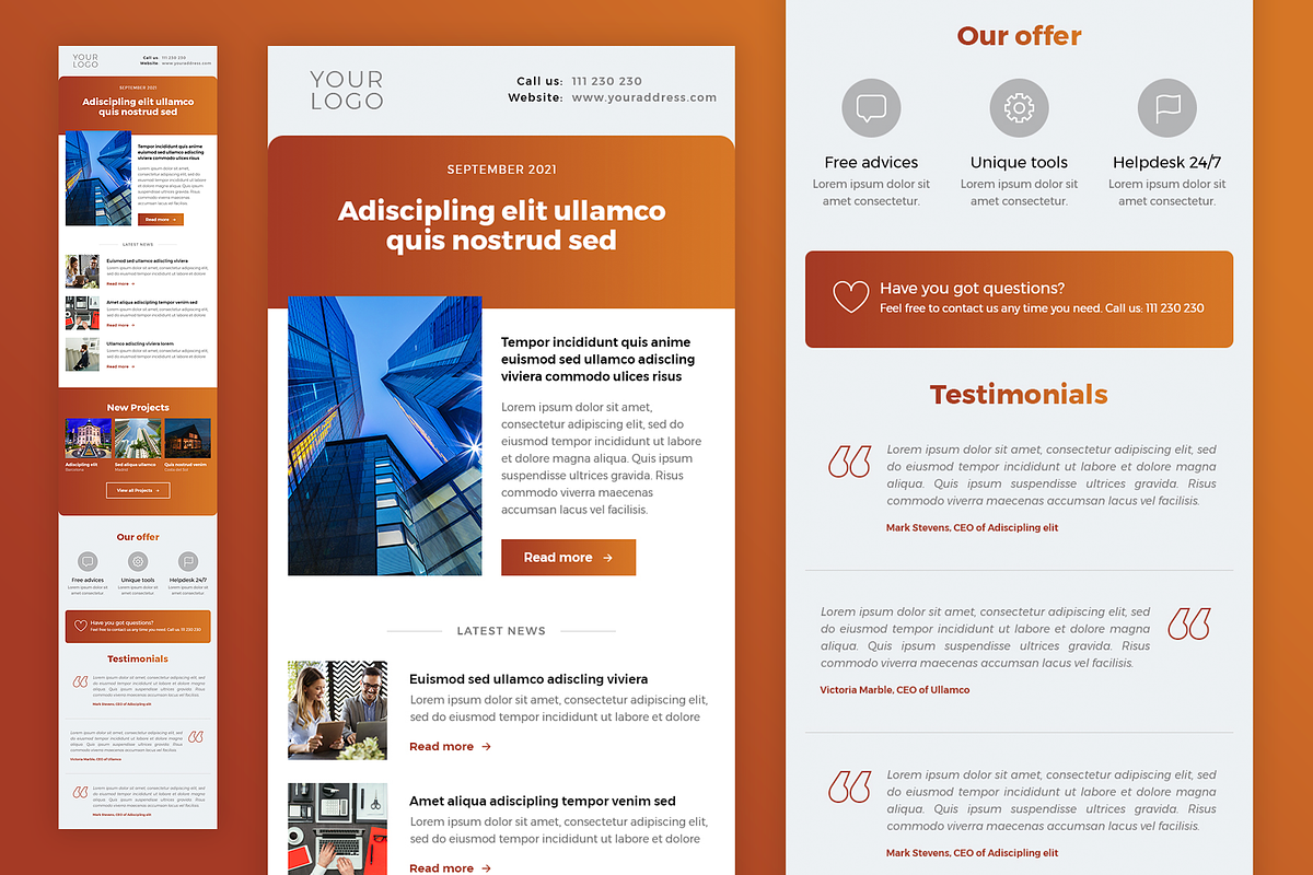 Email Newsletter Template PSD, an Email Template by Better Be a Designer (Photo 3 of 4)