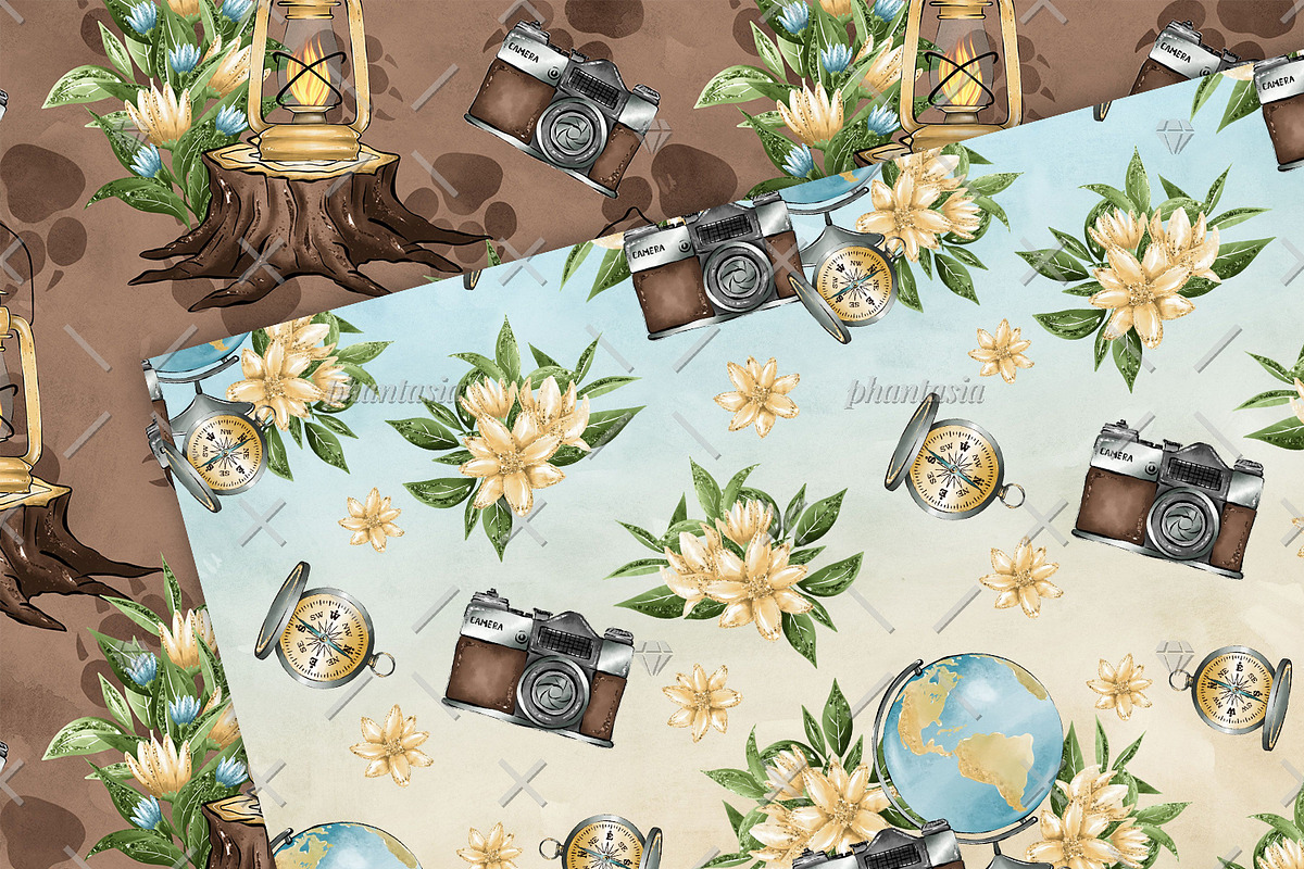 Wanderlust Digital Papers, a Pattern Graphic by Phantasia Design (Photo 4 of 7)