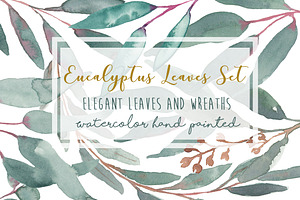Elegant Watercolor Eucalyptus Leaves