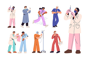 Doctors and nurses, health set, a Person Illustration by PaperTrident