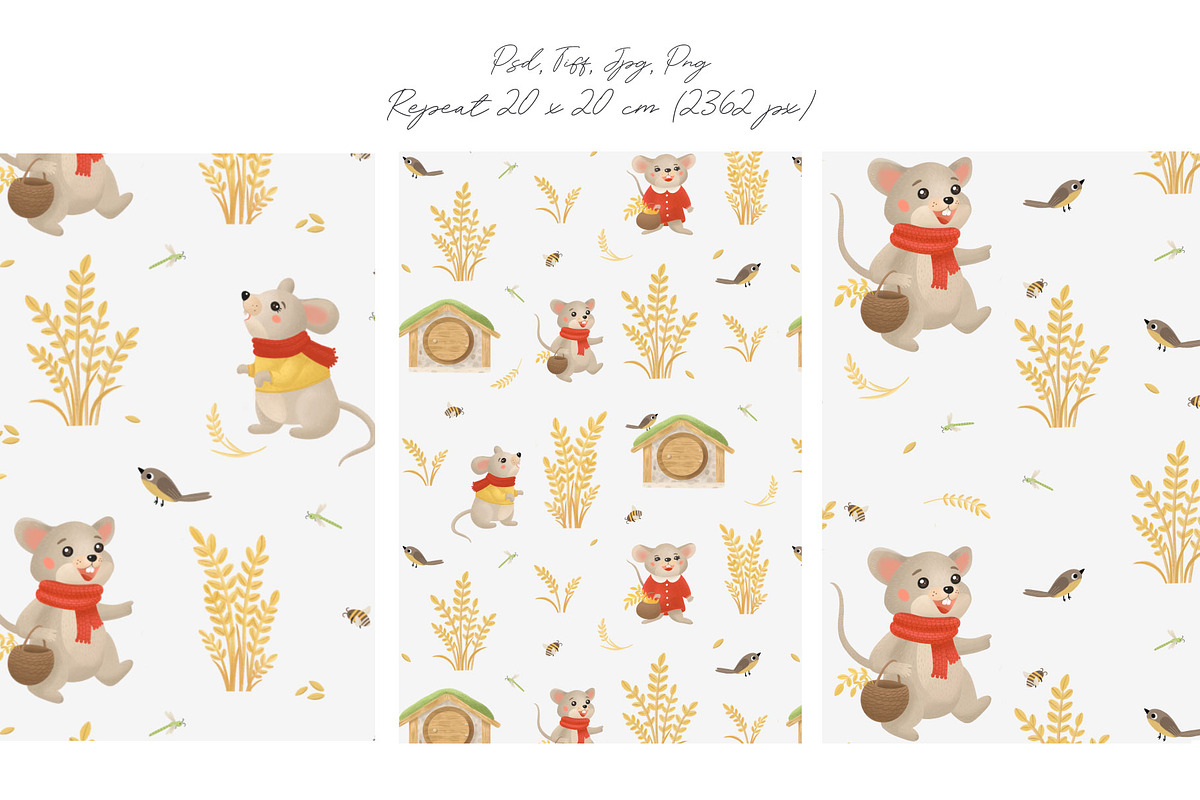 Mice & Ears Seamless Patterns, a Pattern Graphic by Letters-Shmetters (Photo 4 of 9)