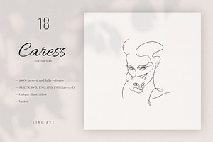 Caress. 18 Line Art Illustrations