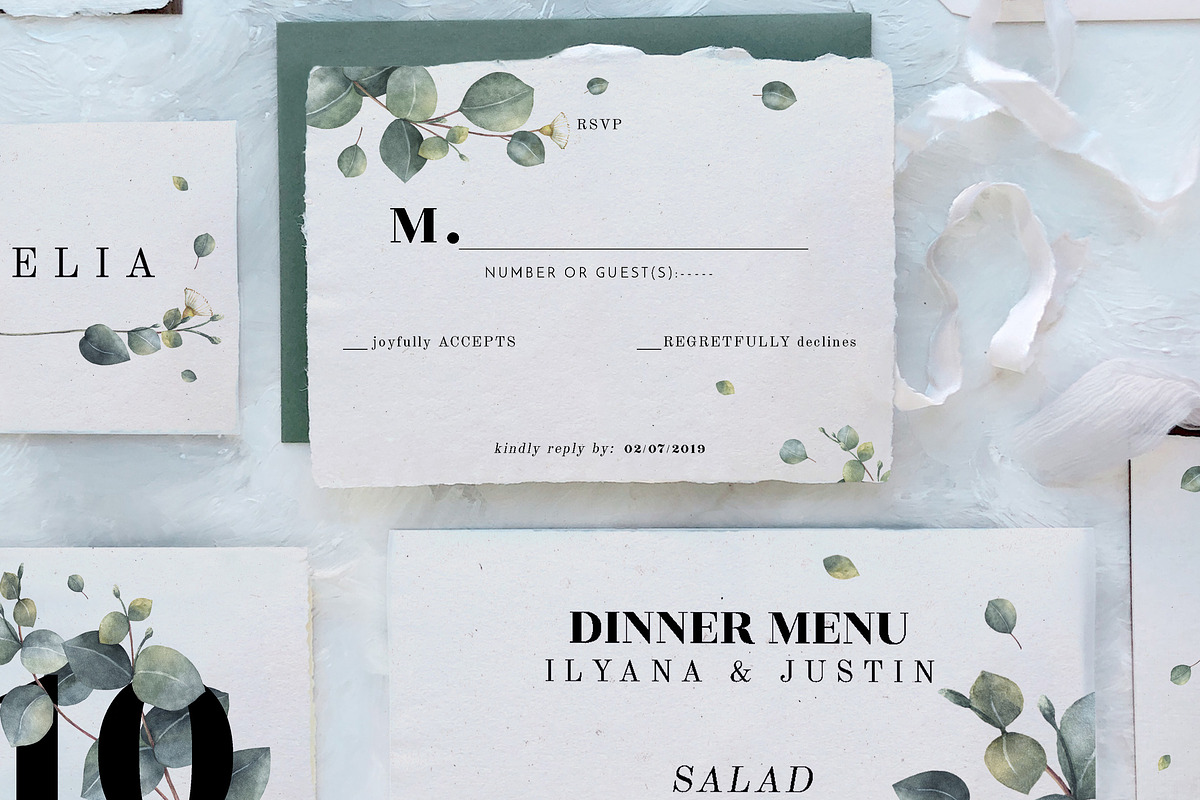 Eucalyptus Foliage Wedding Suite, an Invitation Template by BlueRobinDesignShop (Photo 2 of 10)
