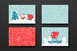 Set Of Cards In Christmas Style