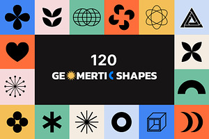 Retro geometric shapes. 120 elements