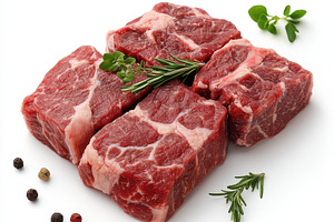 Meat in its raw state isolated on a, a Food & Drink Photo by Pixeness Studio