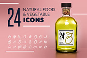 24 Natural Food Icons Pack, an Outline Icon by RSO (Thumbnail 1 of 2)