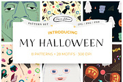 My Halloween: 8 Patterns, 28 motifs, a Pattern Graphic by Mente Volante Studio (Thumbnail 1 of 12)
