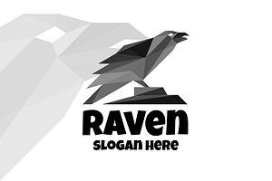 Raven Logo, Geometric Shape Bird
