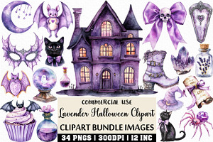Watercolor Lavender Halloween PNG, an Illustration by Craft Nest