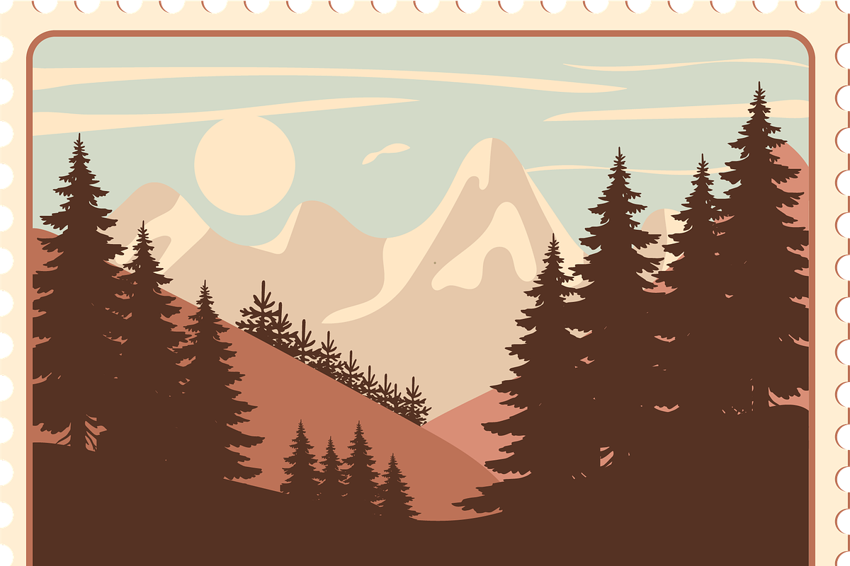 Retro Mountain Vector Stamps, a Seasonal Illustration by JYa_Design (Photo 3 of 5)